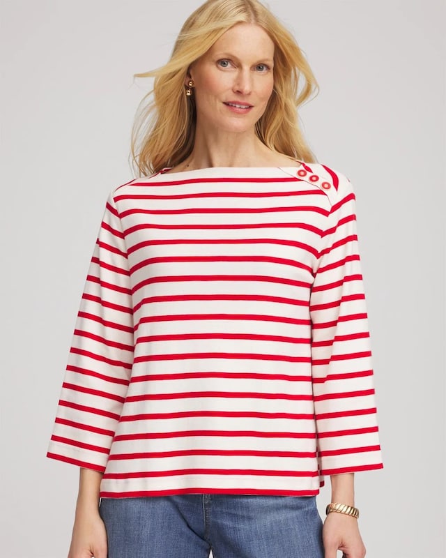 Bateau Neck Stripe Top - image 1